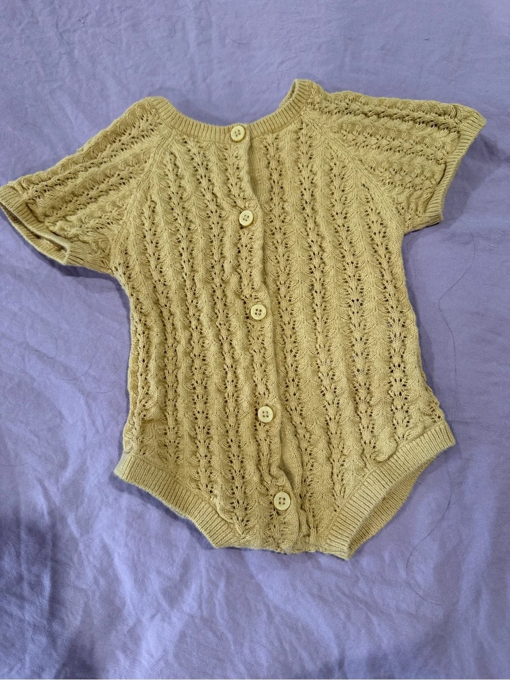 Zara Pale Yellow Cable-Knit Button-Front One-Piece